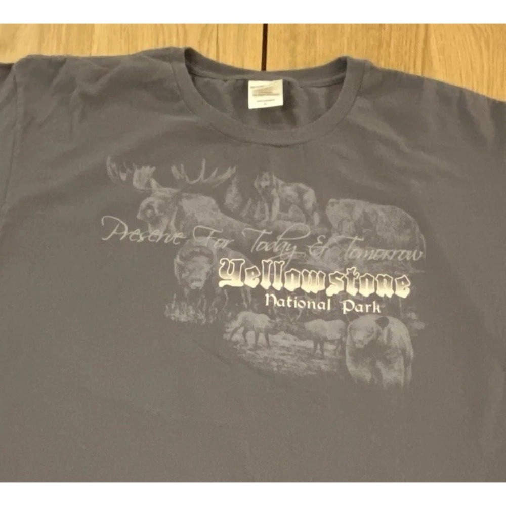Yellowstone National Park Gray T-shirt Xl Anvil Organic Cotton Present Today Y2K